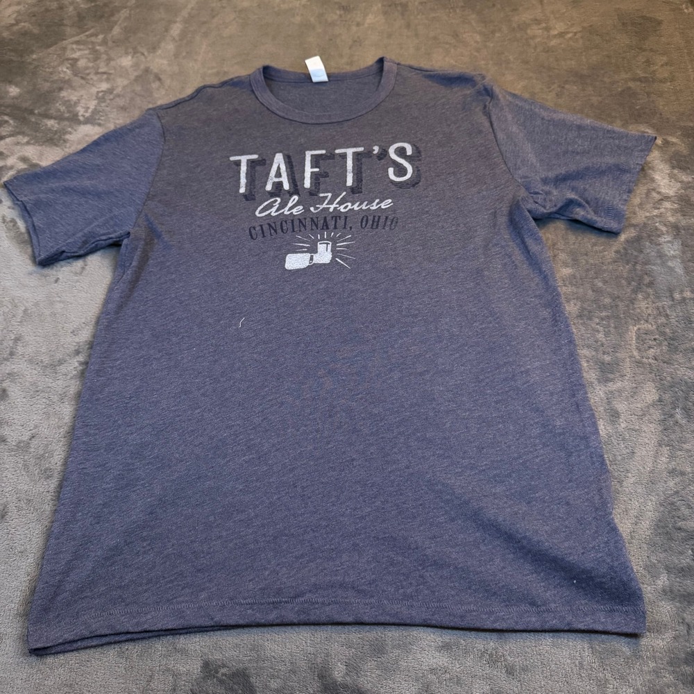 Alternative Tafts Ale House Cincinnati Ohio Graphic T-Shirt Blue Mens Medium